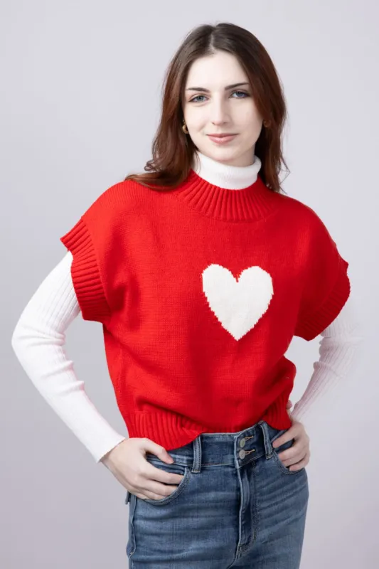 Heart Sweater for Women in Red | MWT7381G-REDWHITE sold by Glik’s