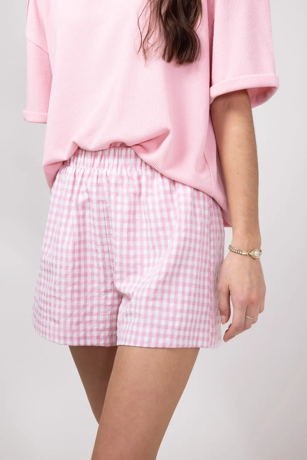 Plaid Boxer Lounge Shorts for Women in Pink | PSP1142-PINK sold by Glik’s product image thumbnail 4
