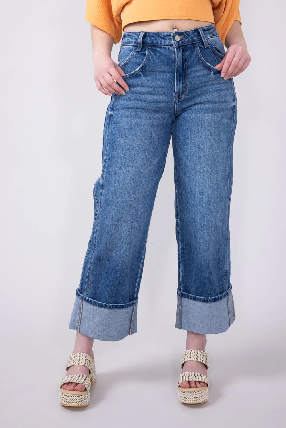 Vervet High Rise Baggy Wide Jeans for Women | T6515D sold by Glik’s product image thumbnail 2