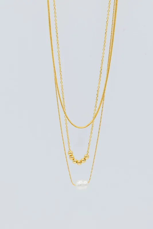 Triple Chain Necklaces in Gold | N8644G sold by Glik’s