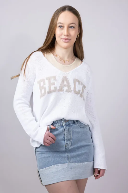 Miracle Beach Lightweight Sweater for Women in Ivory/Beige | B2501-IVORYBEIGE made by Miracle