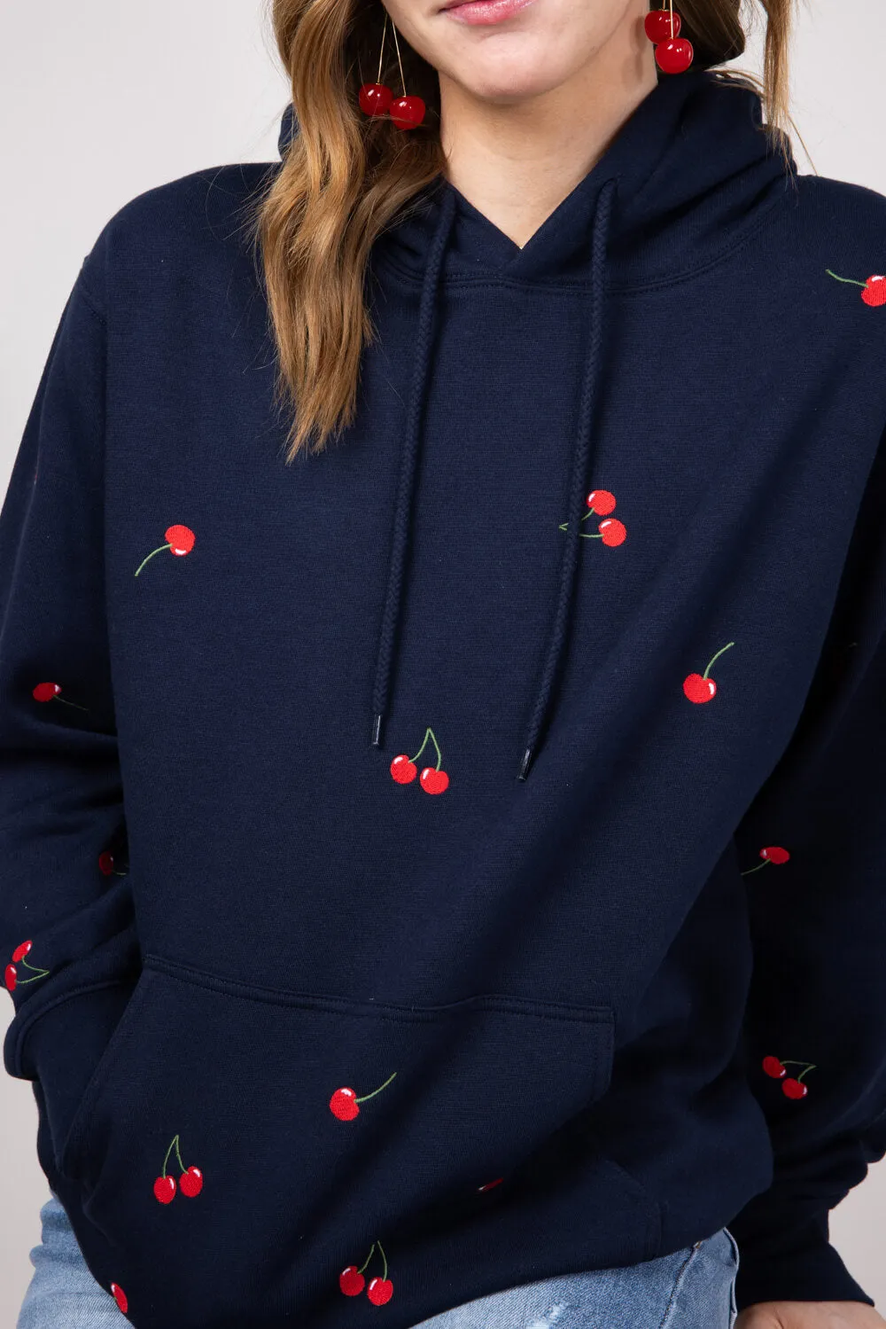 1897 Active Embroidered All Over Print Cherry Hoodie for Women in Navy | JT031-DEEPNAVY sold by Glik’s product image thumbnail 4