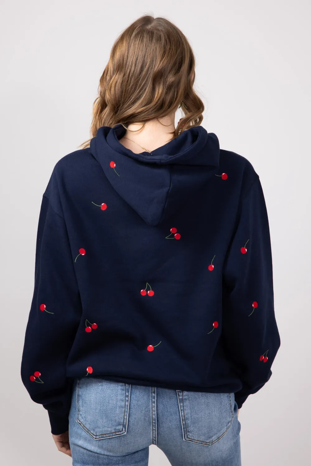 1897 Active Embroidered All Over Print Cherry Hoodie for Women in Navy | JT031-DEEPNAVY sold by Glik’s product image thumbnail 3