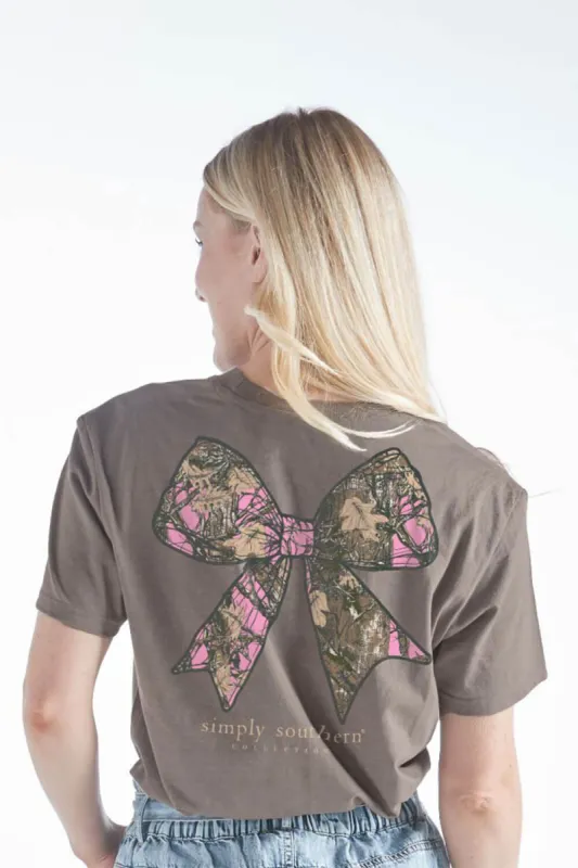 Simply Southern Camo Bow T-Shirt for Women in Desert Heather | SS-CAMOBOW-DESERTHTHR sold by Glik’s