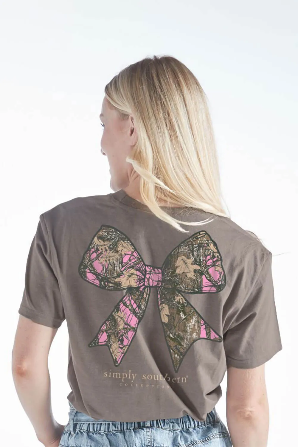 Simply Southern Camo Bow T-Shirt for Women in Desert Heather | SS-CAMOBOW-DESERTHTHR sold by Glik’s