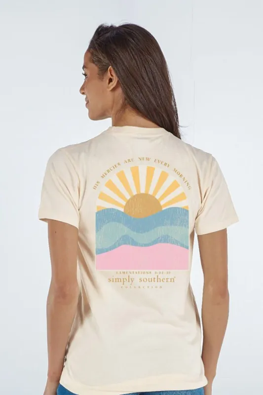 Simply Southern New Patch Sunrise T-Shirt for Women in Wisp | SS-NEW-WISP sold by Glik’s