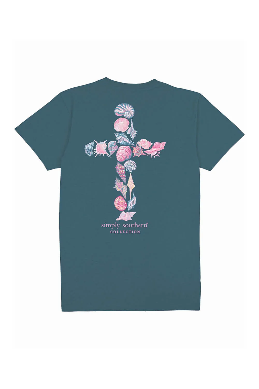 Simply Southern Shell Cross T-Shirt for Women in Comet Blue | SS-SHELLCROSS-COMET sold by Glik’s product image thumbnail 3