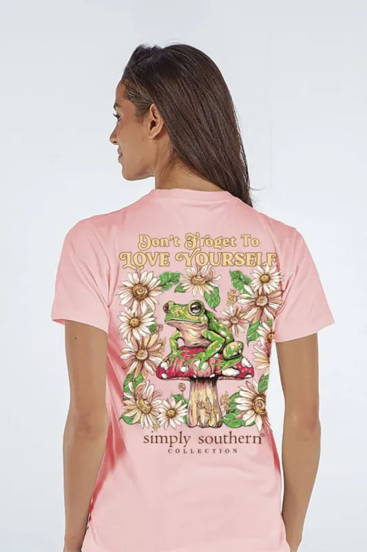 Simply Southern Frog Love Yourself T-Shirt for Women in Peach | SS-FROG-PEACH sold by Glik’s