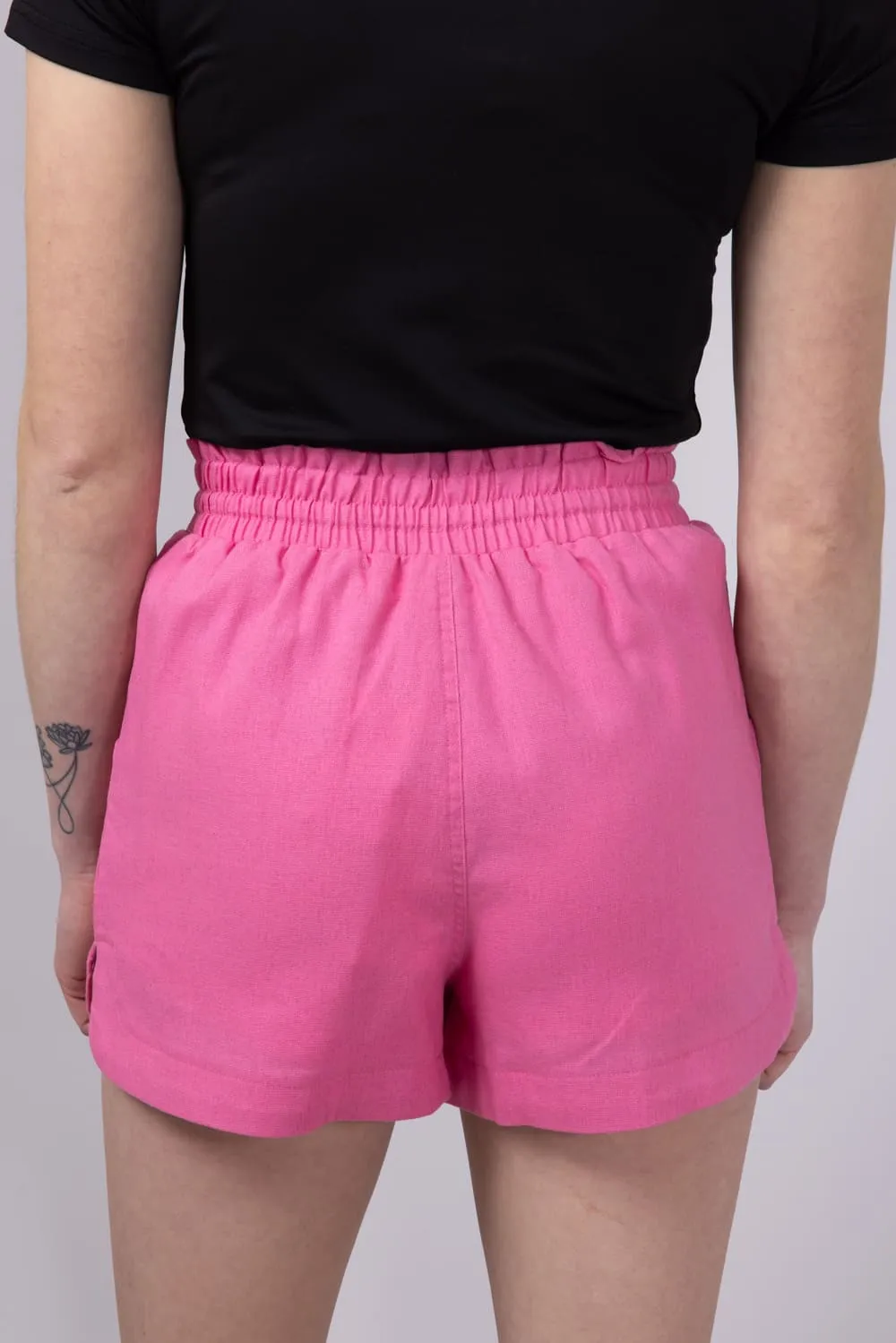 Elastic Waist Linen Shorts for Women in Hot Pink | NP70478-HOTPINK sold by Glik’s product image thumbnail 3