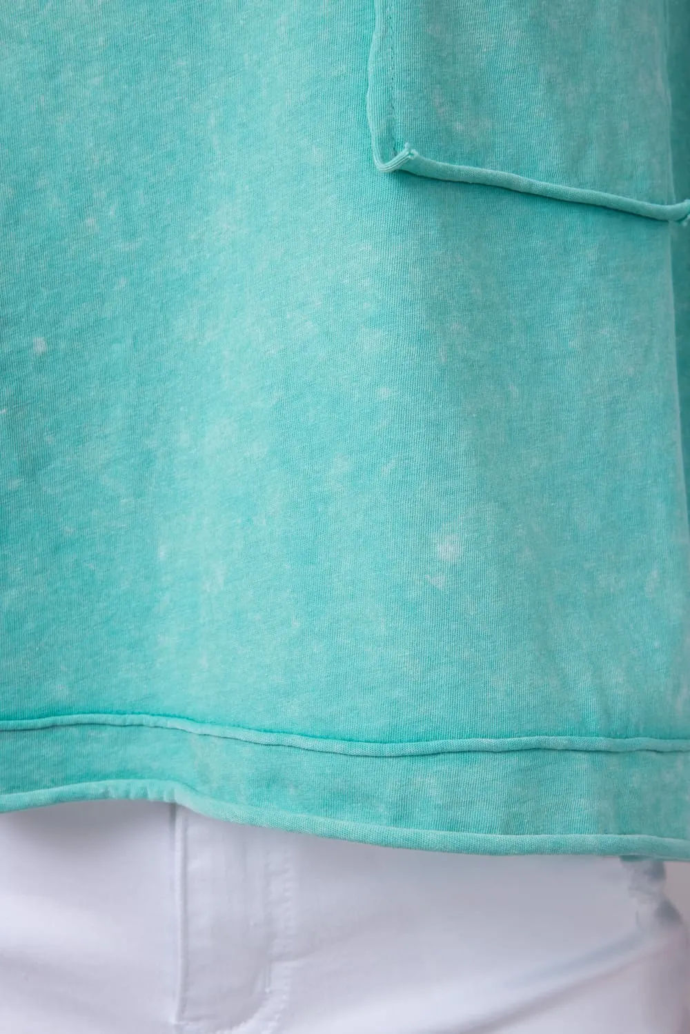 Oversized Cropped Mineral Wash Knit T-Shirt for Women in Paradise Green | NT11429-PARADISEGREEN sold by Glik’s product image thumbnail 2