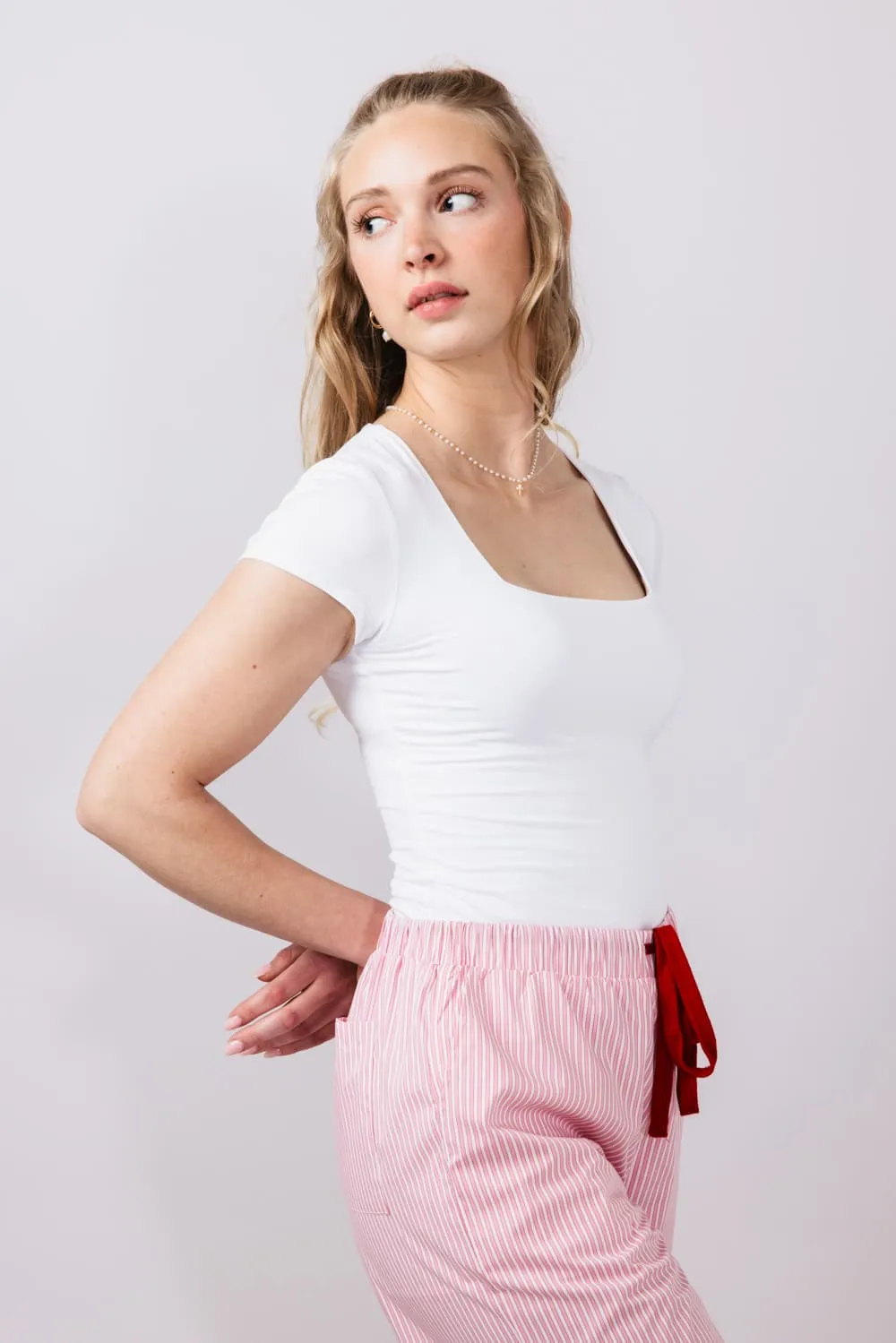 Seamless Double Layer Knit T-Shirt for Women in Off White | 19211-OFFWHITE sold by Glik’s