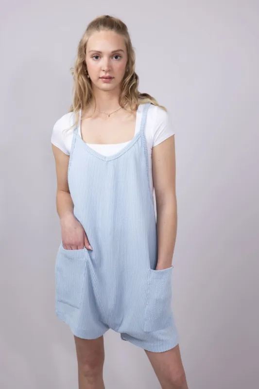 Simply Southern Urban Ribbed Knit Romper for Women in Ice Blue | PP-0125-ROMPER-KNT-ICE sold by Glik’s