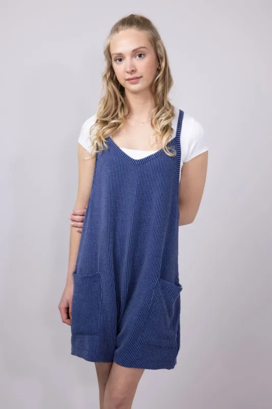 Simply Southern Urban Ribbed Knit Romper for Women in Navy | PP-0125-ROMPER-KNT-NAVY sold by Glik’s