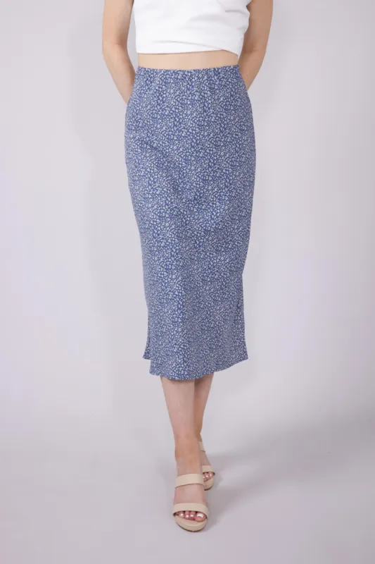 Ditsy Floral Midi Skirt for Women in Dusty Blue | 71063-DUSTYBLUE sold by Glik’s