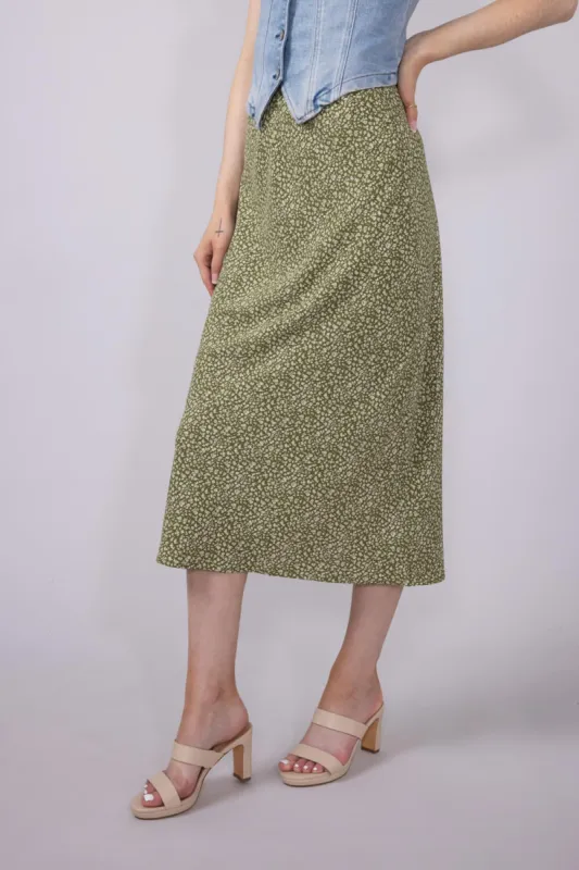 Ditsy Floral Midi Skirt for Women in Avocado | 71063-AVOCADO sold by Glik’s