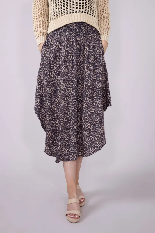 Ditsy Floral Hi-Low Midi Skirt for Women in Purple | VNS16762H8-NIGHTPURPLE sold by Glik’s