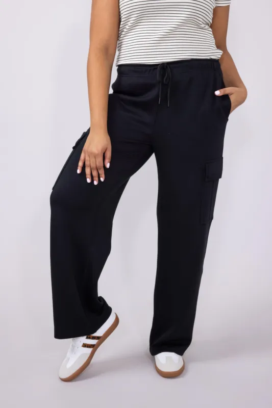 Love Tree Cargo Scuba Knit Lounge Pants for Women in Black | 6992PN-BLACK sold by Glik’s