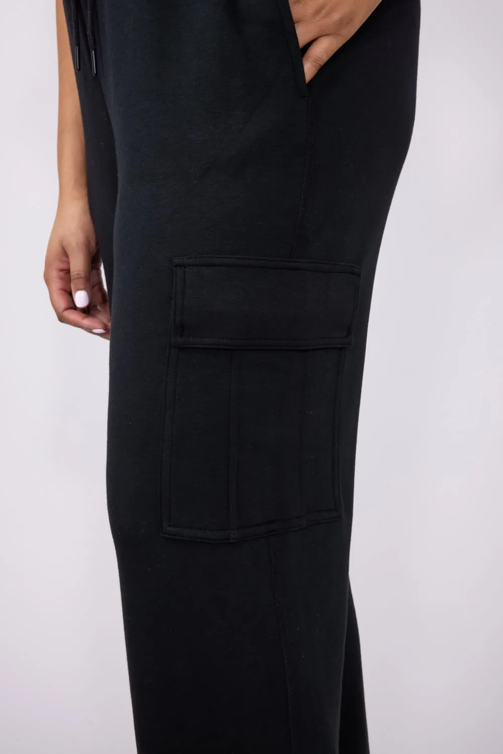 Love Tree Cargo Scuba Knit Lounge Pants for Women in Black | 6992PN-BLACK sold by Glik’s product image thumbnail 4