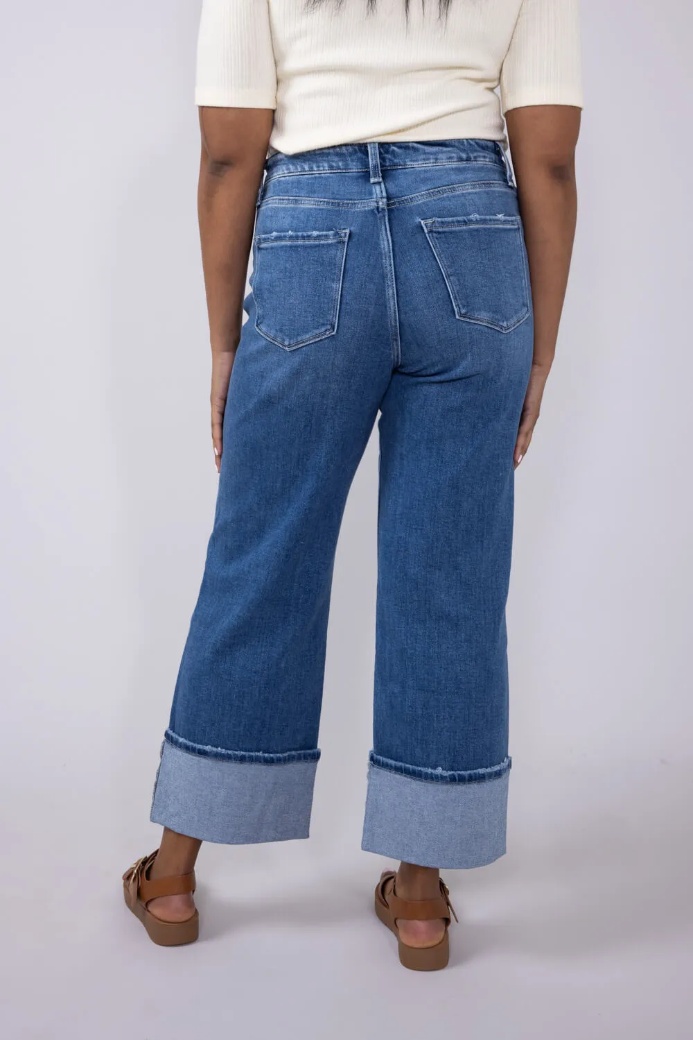Flying Monkey High-Rise 90’s Vintage Cuffed Flare Jeans for Women | F5827 sold by Glik’s product image thumbnail 2