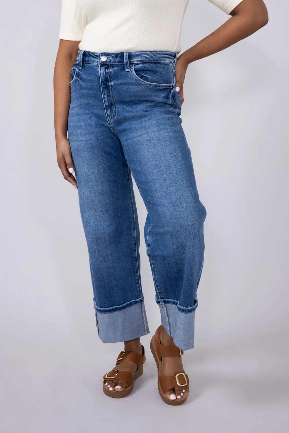 Flying Monkey High-Rise 90’s Vintage Cuffed Flare Jeans for Women | F5827 sold by Glik’s product image thumbnail 3