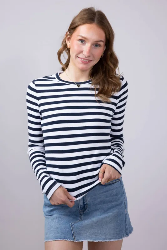 Thread & Supply Jess Striped Long Sleeve Shirt for Women | T2960BRTS-WHITENAVYST1145 sold by Glik’s