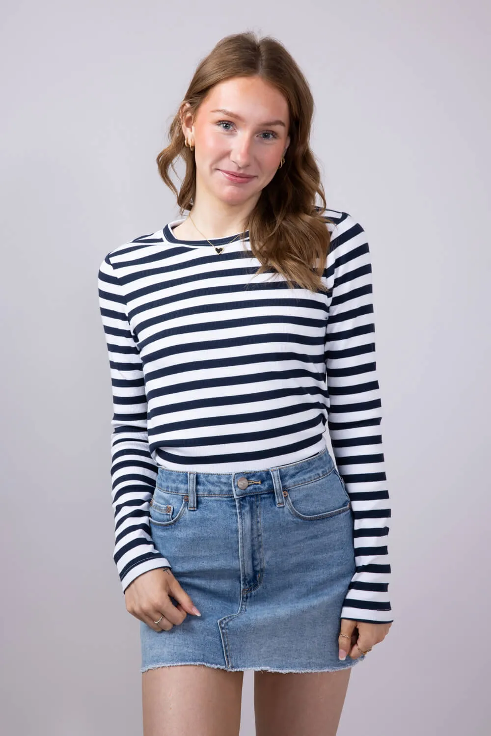 Thread & Supply Jess Striped Long Sleeve Shirt for Women | T2960BRTS-WHITENAVYST1145 sold by Glik’s product image thumbnail 2