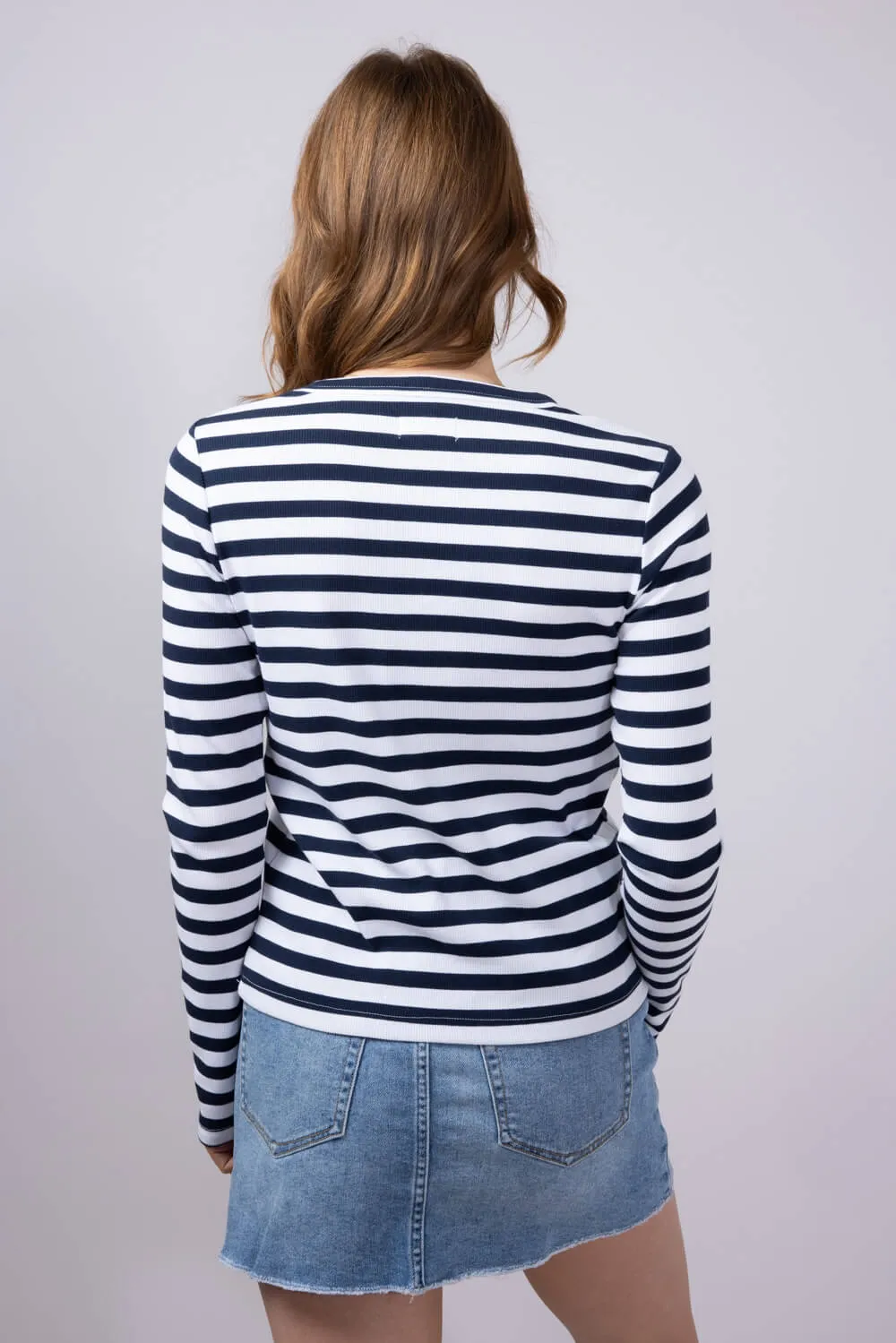 Thread & Supply Jess Striped Long Sleeve Shirt for Women | T2960BRTS-WHITENAVYST1145 sold by Glik’s product image thumbnail 3