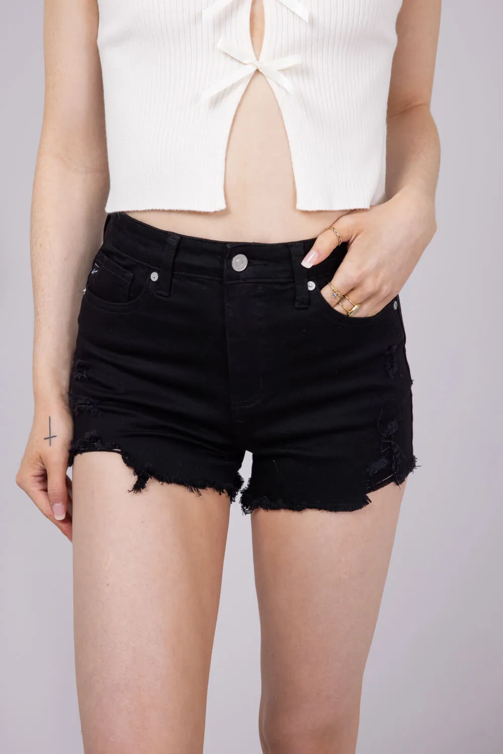 KanCan x Glik’s Best Friend Denim Shorts for Women in Black | AB1022BK-GL sold by Glik’s product image thumbnail 3