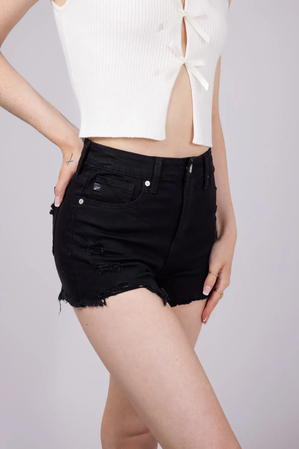 KanCan x Glik’s Best Friend Denim Shorts for Women in Black | AB1022BK-GL sold by Glik’s product image thumbnail 4