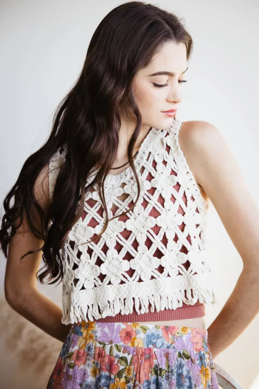 Open Weave Crochet Tank Top for Women in Natural | MAS2881-NATURAL sold by Glik’s