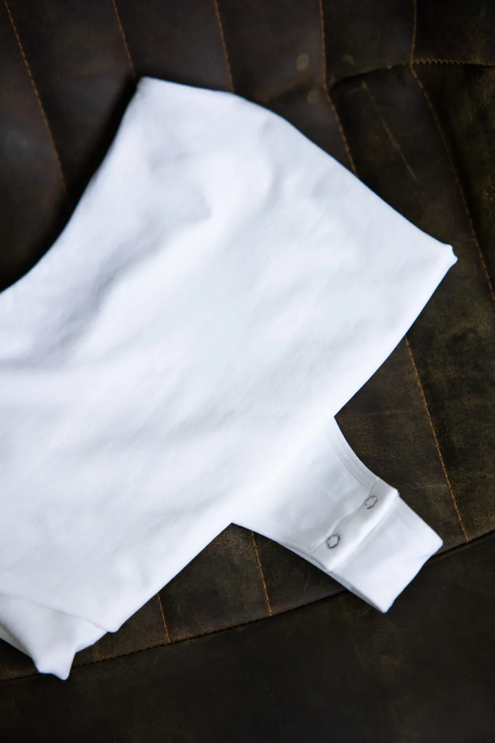 Double-Knit Spaghetti Strap Bodysuit for Women in White | S1196-WHITE sold by Glik’s product image thumbnail 3