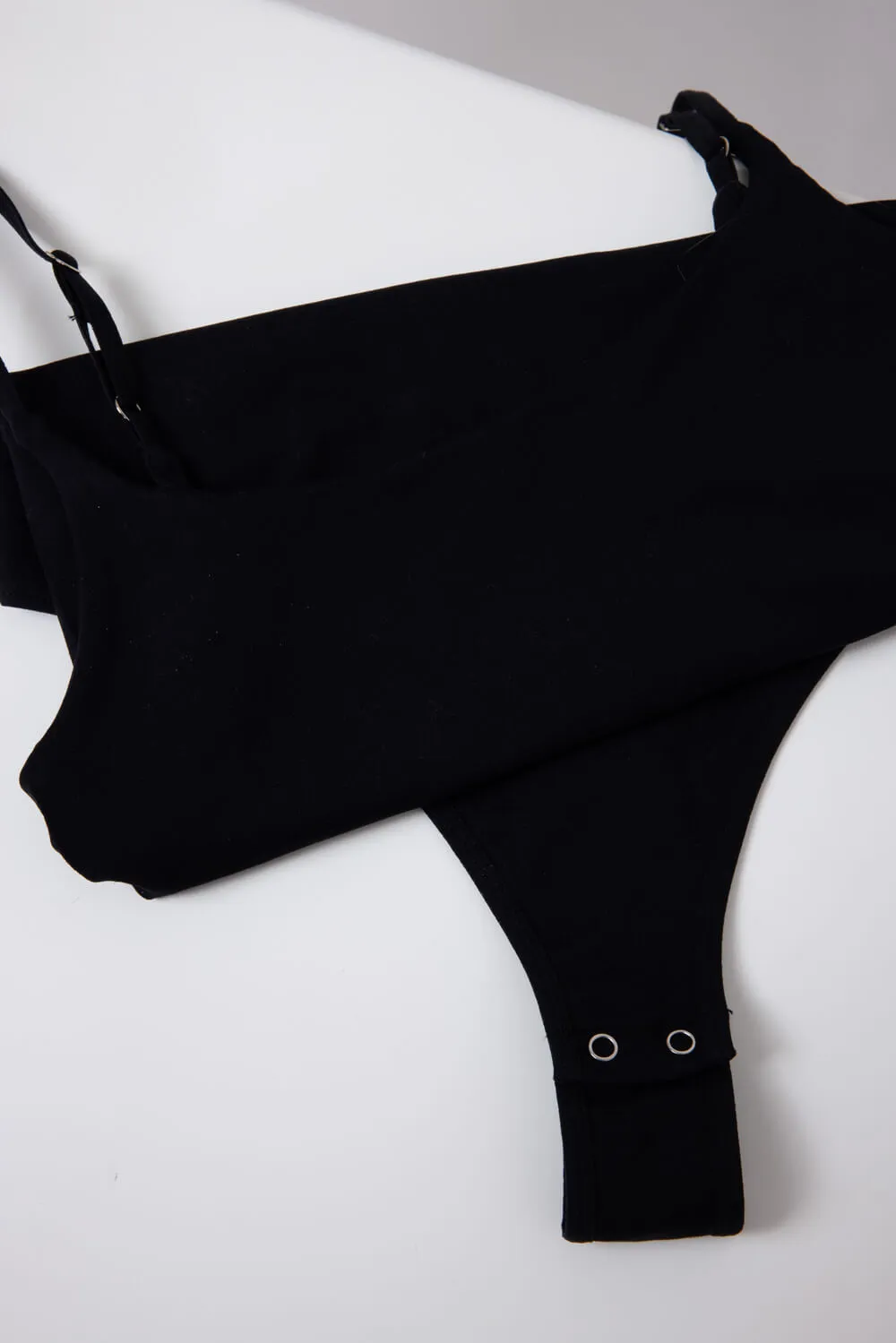 Double-Knit Spaghetti Strap Bodysuit for Women in Black | S1196-BLACK sold by Glik’s product image thumbnail 4