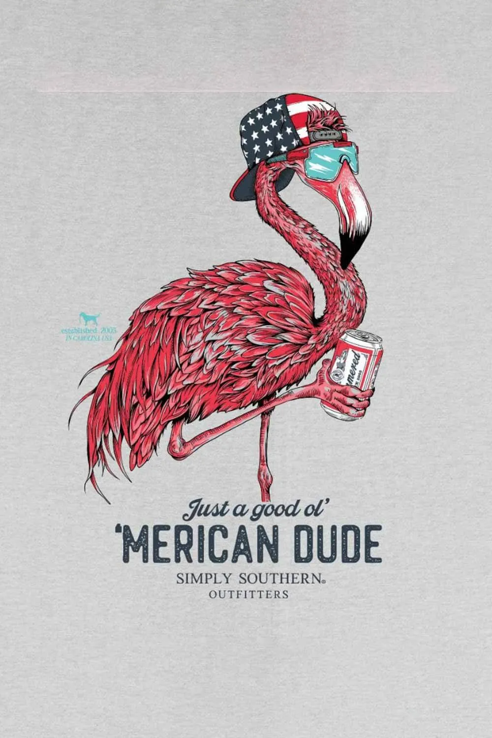 Simply Southern USA Flamingo T-Shirt for Men in Grey | MN-SS-FLAMINGO-FOG sold by Glik’s product image thumbnail 3