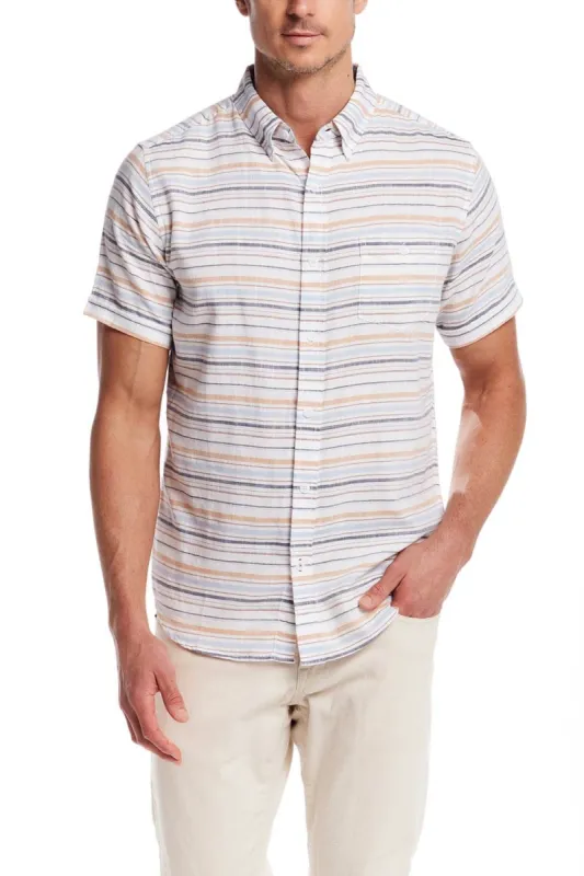 Weatherproof Vintage Striped Country Twill Button Up Shirt for Men in White | S2584285GK-WHITESAND sold by Glik’s