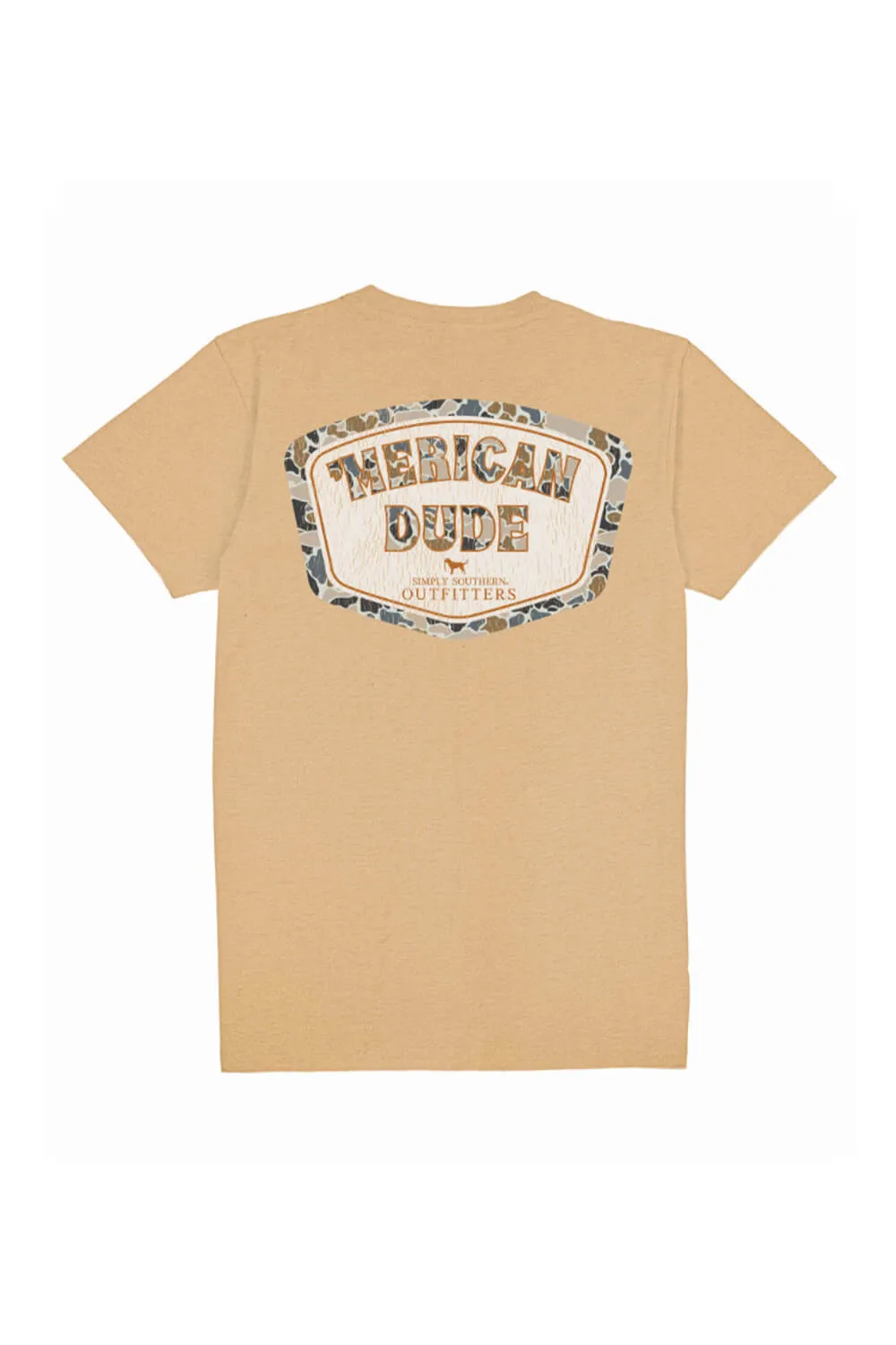 Simply Southern ‘Merican Dude Camo T-Shirt for Men in Khaki | MN-SS-CAMOLOGO-KHAKI sold by Glik’s product image thumbnail 4
