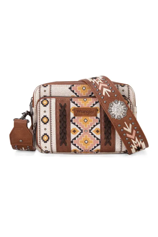 Wrangler Aztec Crossbody for Women in Coffee | WG2207-3003-CF sold by Glik’s