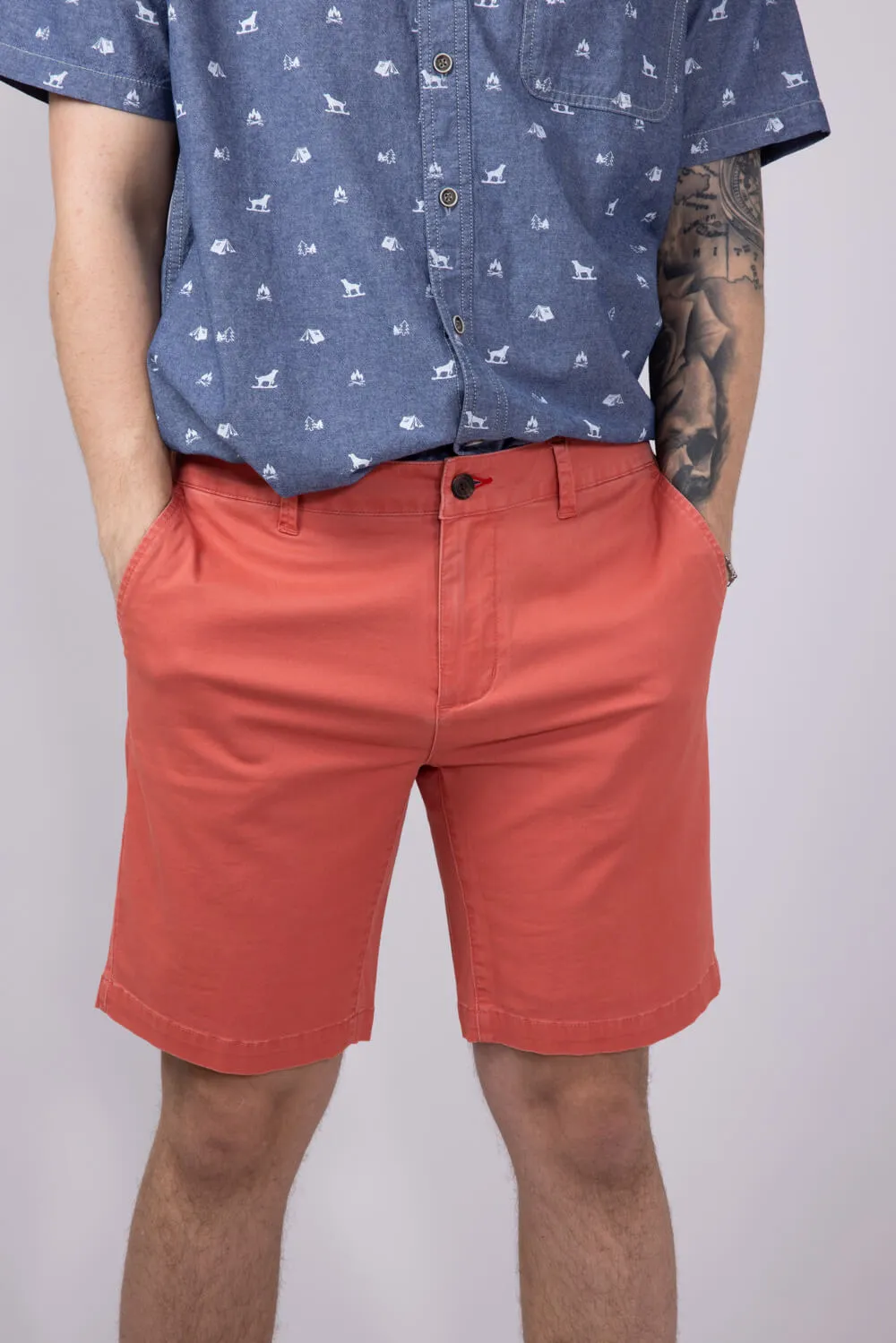 1897 Legends 9” Heavy Washed Twill Flat Front Shorts for Men in Red | 5GLL1223-NANTUCKETRED sold by Glik’s product image thumbnail 3