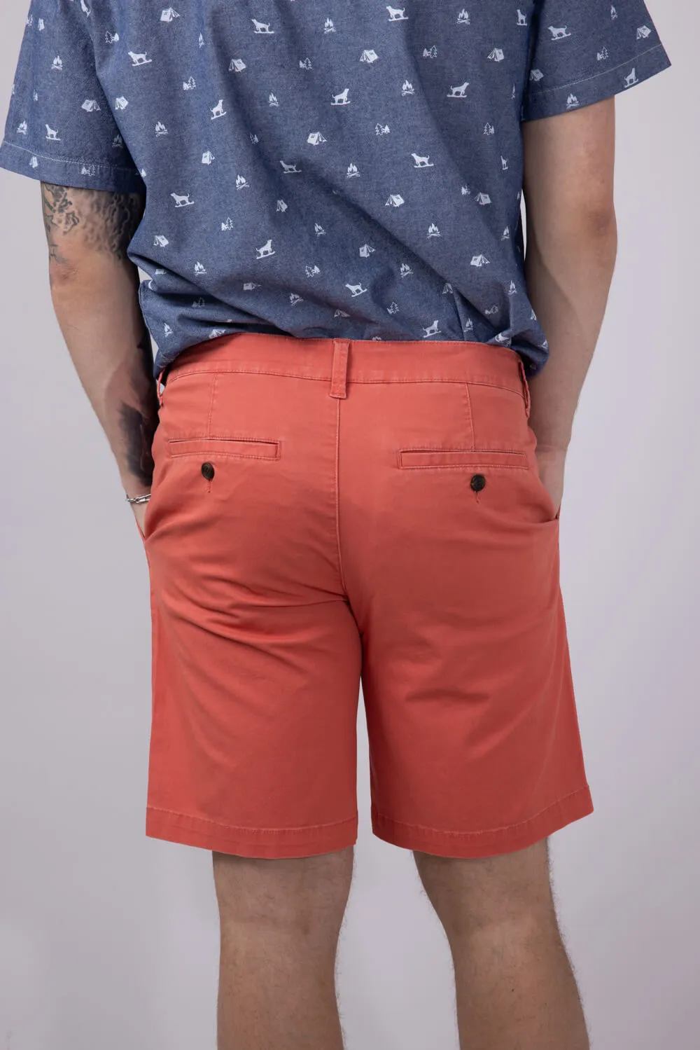 1897 Legends 9” Heavy Washed Twill Flat Front Shorts for Men in Red | 5GLL1223-NANTUCKETRED sold by Glik’s product image thumbnail 2