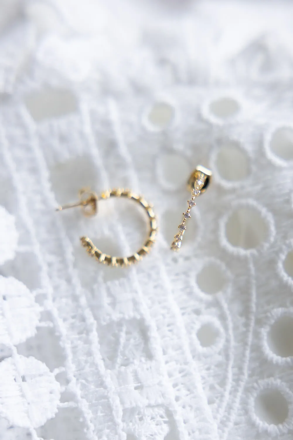 Rhinestone Gold Hoop Earrings for Women | E8248G sold by Glik’s product image thumbnail 3