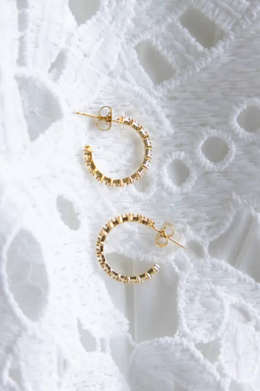 Rhinestone Gold Hoop Earrings for Women | E8248G sold by Glik’s