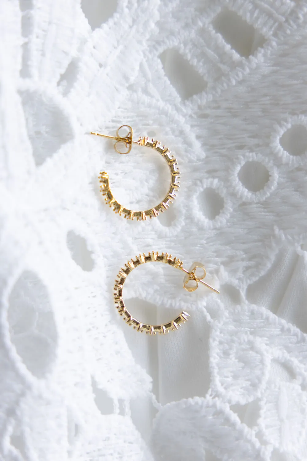 Rhinestone Gold Hoop Earrings for Women | E8248G sold by Glik’s