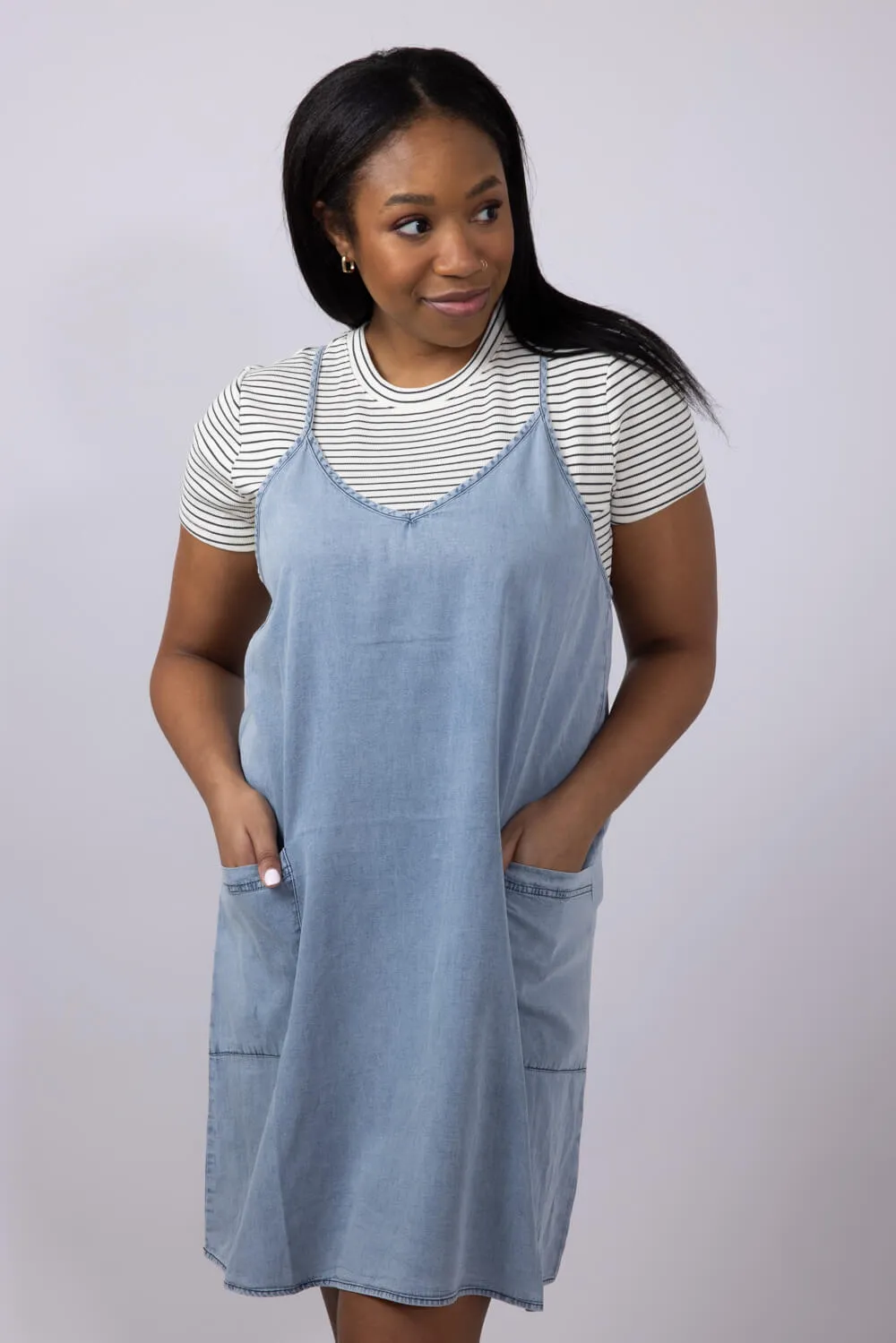 Washed Denim Pocket Dress for Women | M43273-DNM sold by Glik’s product image thumbnail 5