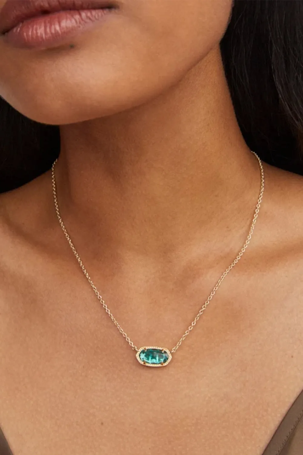 Kendra Scott Elisa Gold Glass Pendant Necklace in London Blue | 4217714622 sold by Glik’s product image thumbnail 2