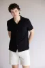 Denim & Flower Textured Button-Down Shirt for Men in Black | CWS-589A sold by Glik’s