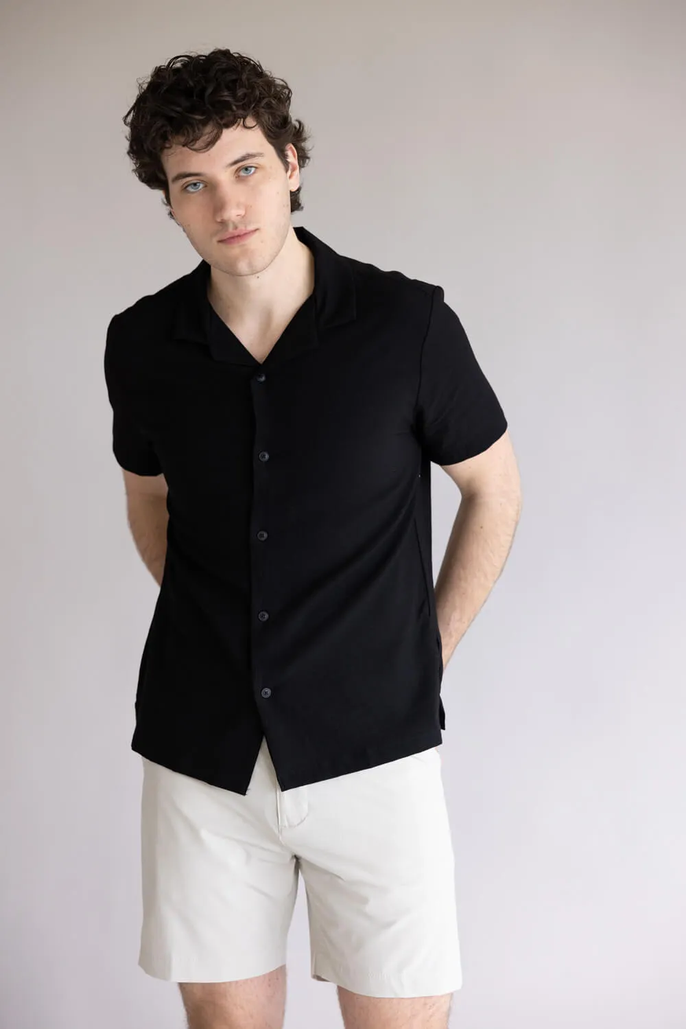 Denim & Flower Textured Button-Down Shirt for Men in Black | CWS-589A sold by Glik’s product image thumbnail 3