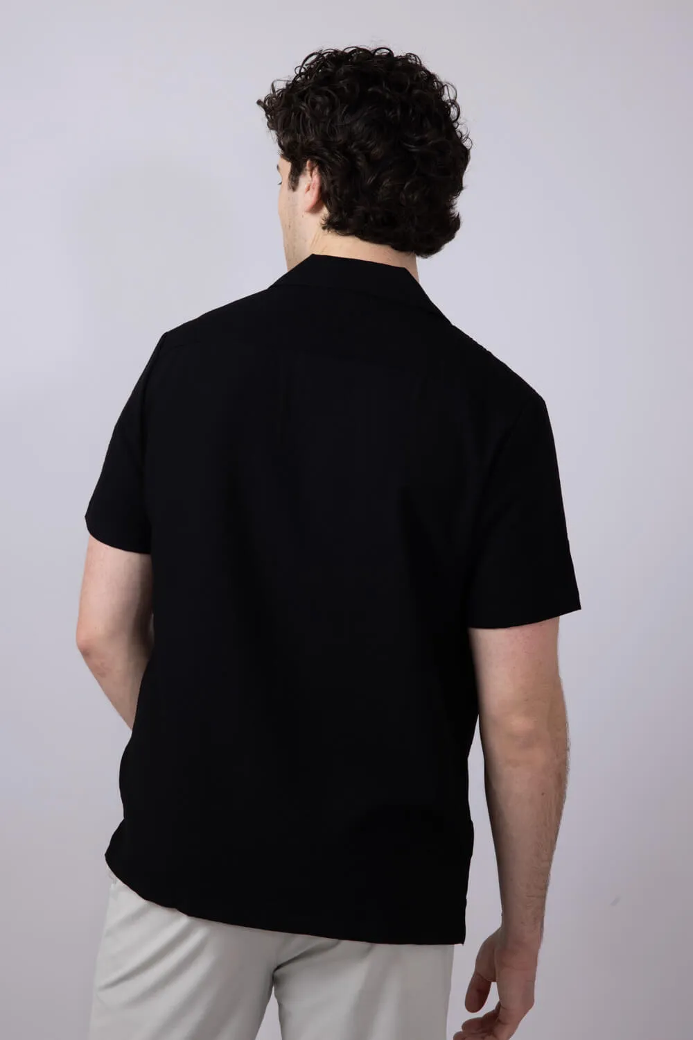 Denim & Flower Textured Button-Down Shirt for Men in Black | CWS-589A sold by Glik’s product image thumbnail 2