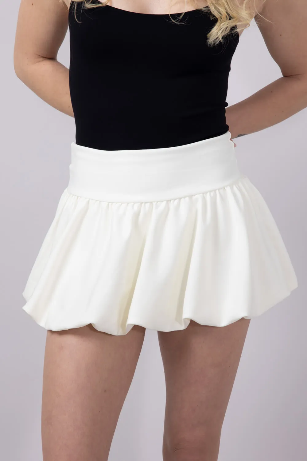 Scuba Knit Bubble Mini Skirt for Women in White | SCU712-WHITE sold by Glik’s