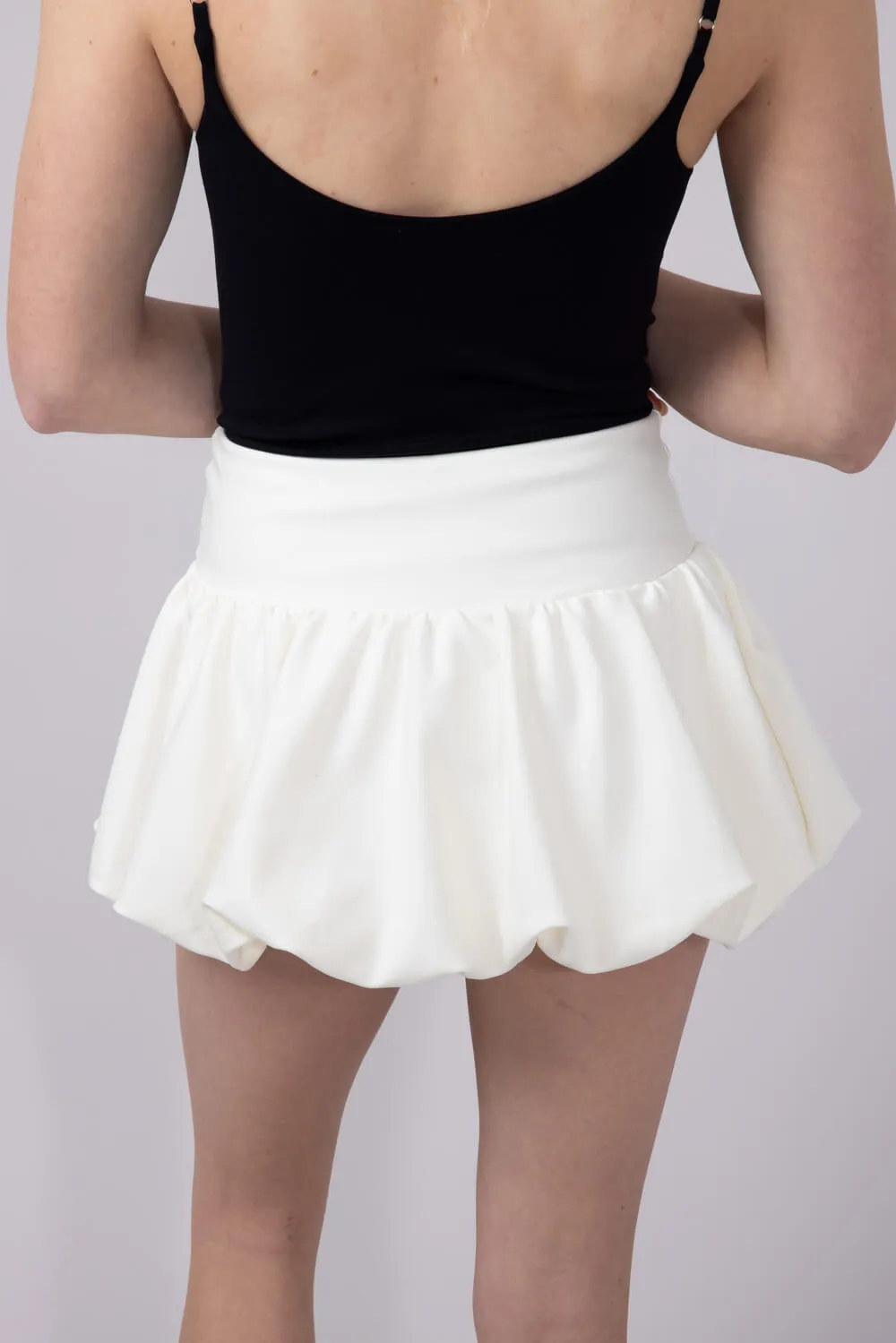 Scuba Knit Bubble Mini Skirt for Women in White | SCU712-WHITE sold by Glik’s product image thumbnail 3