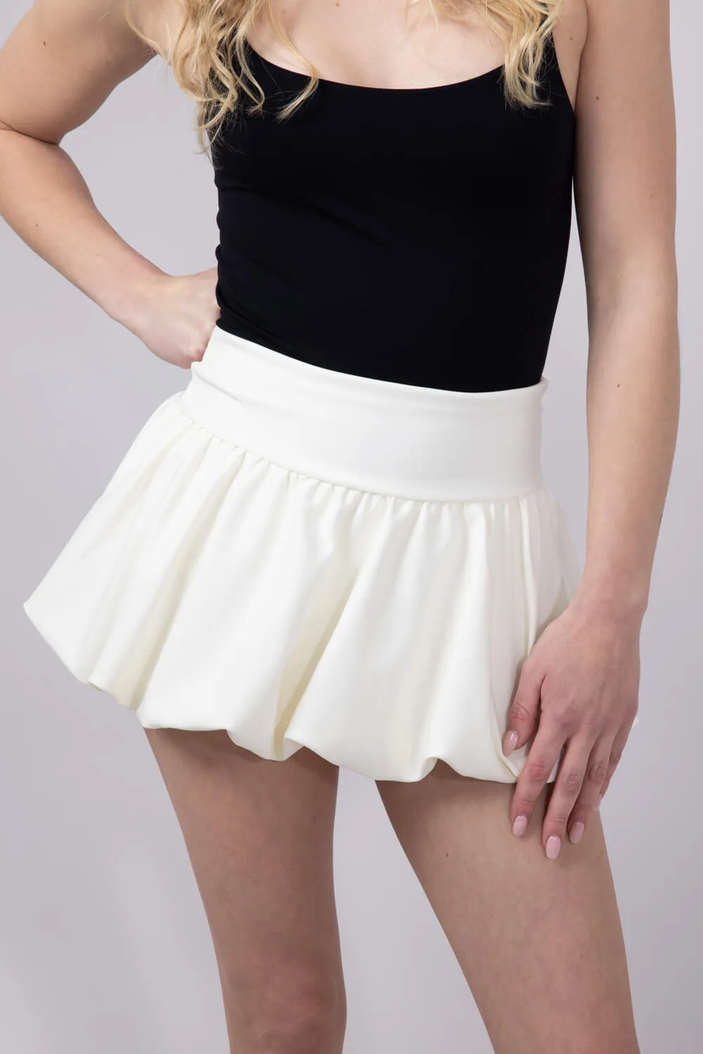 Scuba Knit Bubble Mini Skirt for Women in White | SCU712-WHITE sold by Glik’s product image thumbnail 4