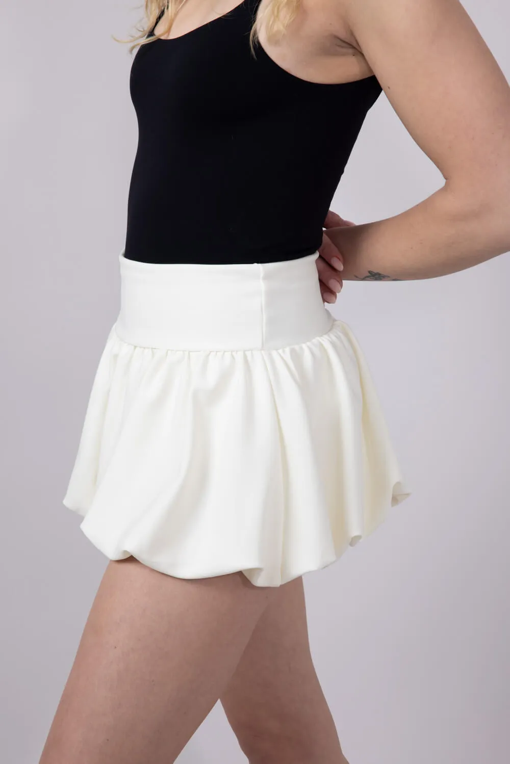 Scuba Knit Bubble Mini Skirt for Women in White | SCU712-WHITE sold by Glik’s product image thumbnail 5